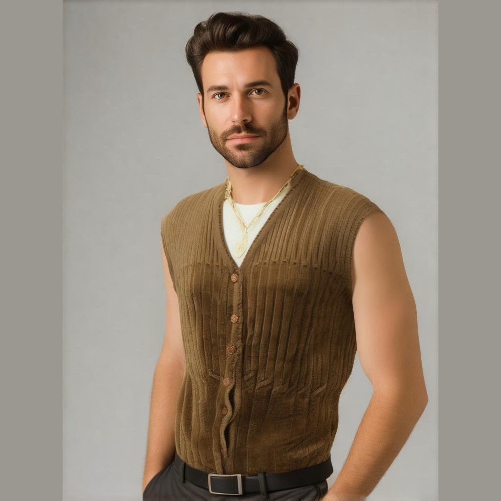 KLJ Oswal sleeveless knitted sweater button down V-neck Sz M